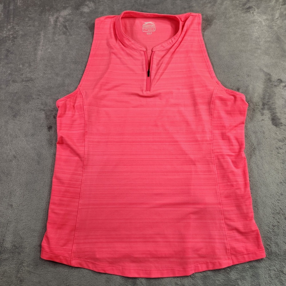 Slazenger Golf Women's Pink Zip Mock Neck Sleeveless Tank Top Large Athletic